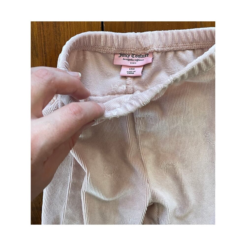 Juicy Couture Kids 12 M ​Baby Girls 2 Piece Logo Velour Jogger Set Pink Stretch - Picture 4 of 15
